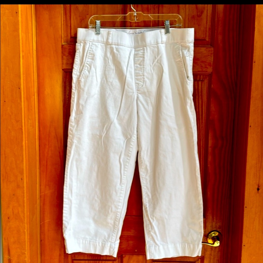 Gloria Vanderbilt White High rise Wide Leg Crop Pants SHAPE EFFECT Size 16